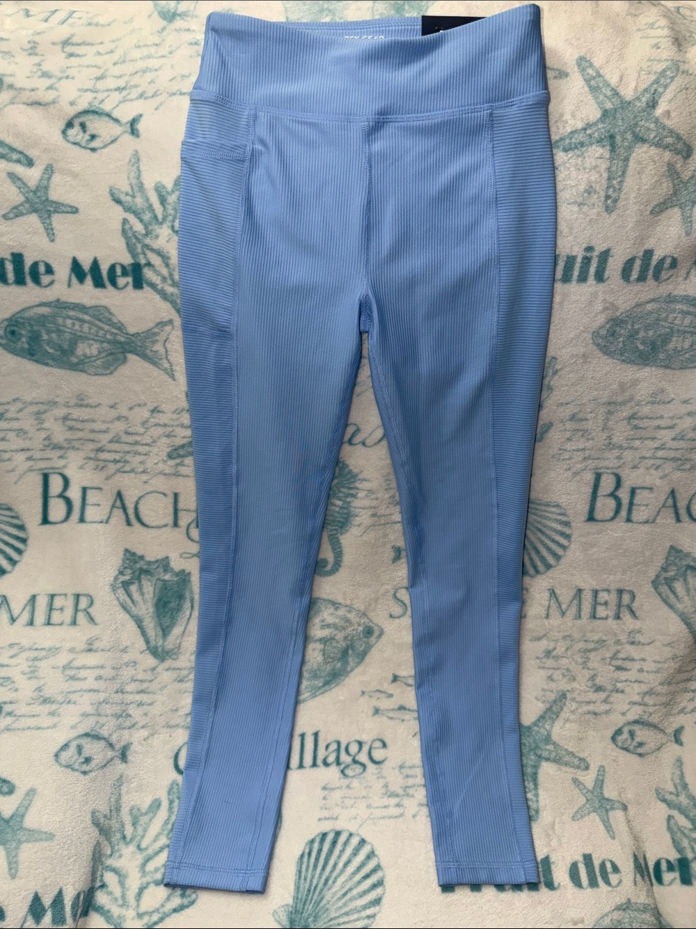 Girl’s Tek Gear Pastel Blue Ribbed High-Waist Leggings Size L (10/12)